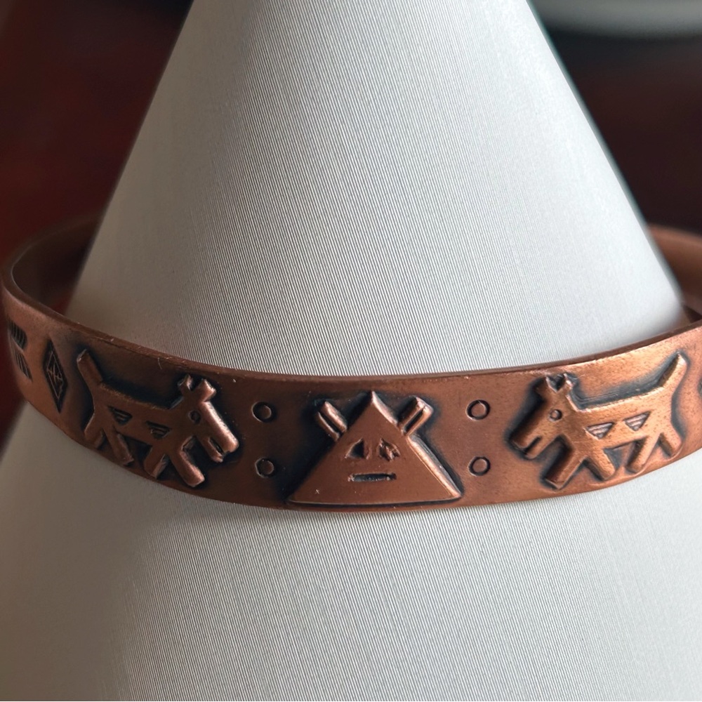 Vintage Wheeler Manufacturing Co. Copper Southwest Cuff Bracelet Signed - Picture 2 of 11